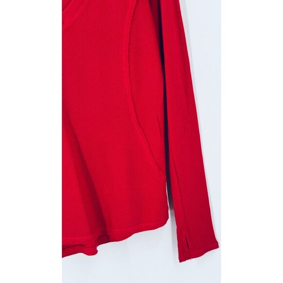 Michael Stars Waffle Knit T Shirt  Long Sleeve V Neck Reverse Seam - Picture 7 of 16